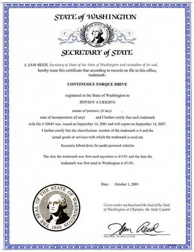 CTD Trademark Certificate